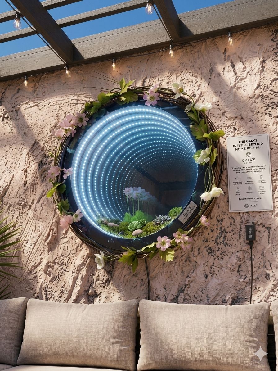Infinity Mirror Lamp – Floral 3D Textured Light