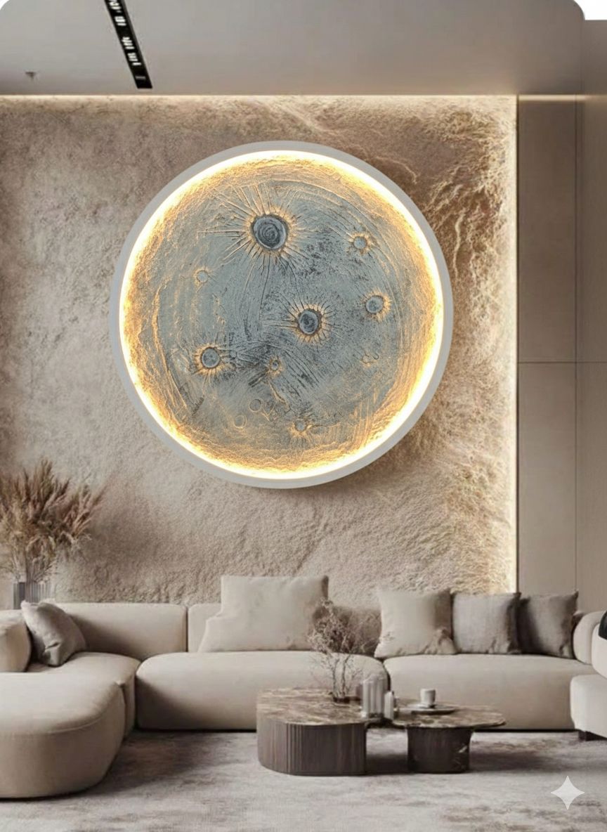 Premium 3D Moon Night Wall Light – Handmade WoodDecoren LED Lamp for Room & Home