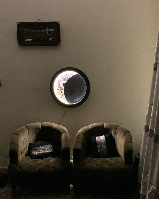 mirror 3D Moon Wall Light – Wooden LED Night Lamp for Home Decor