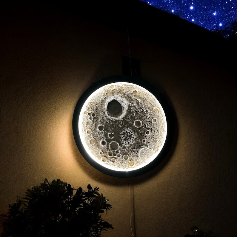 Premium 3D Moon Night Wall Light – Handmade Wooden LED Lamp for Room & Home Decor