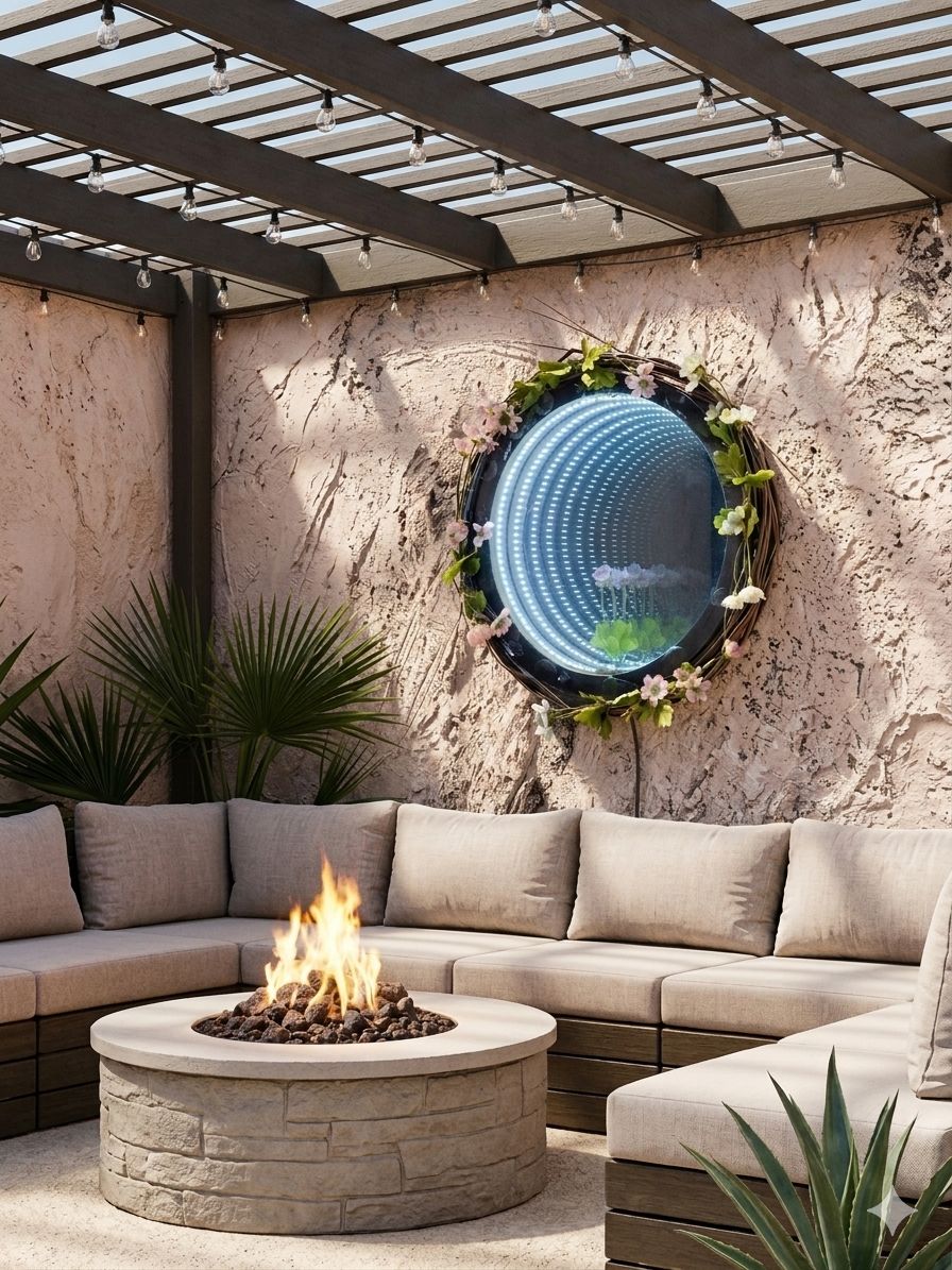 Infinity Mirror Lamp – Floral 3D Textured Light