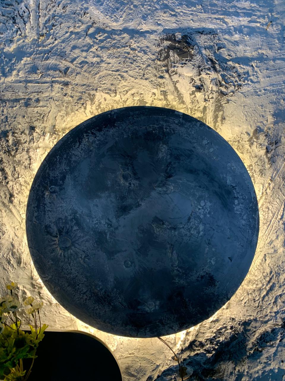Lunar Eclipse Wall Sconce – 3D Textured Moon Lamp