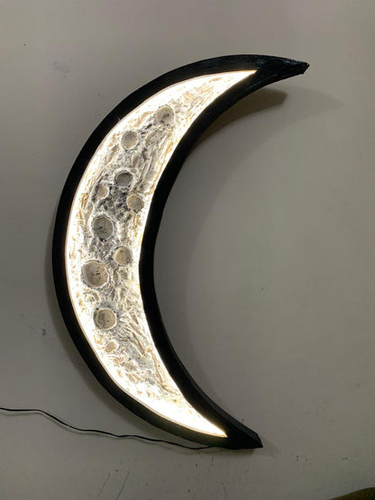Premium Half Moon Night Wall Light  Handmade Wooden