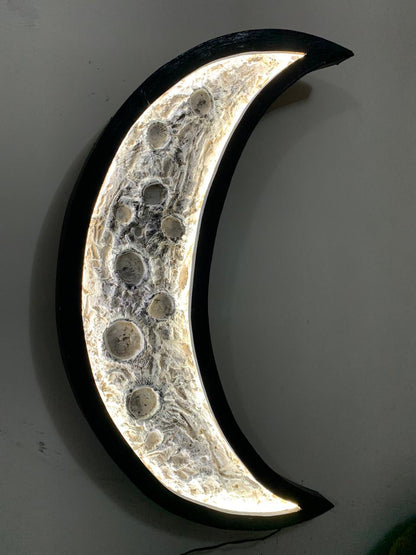 Premium Half Moon Night Wall Light  Handmade Wooden