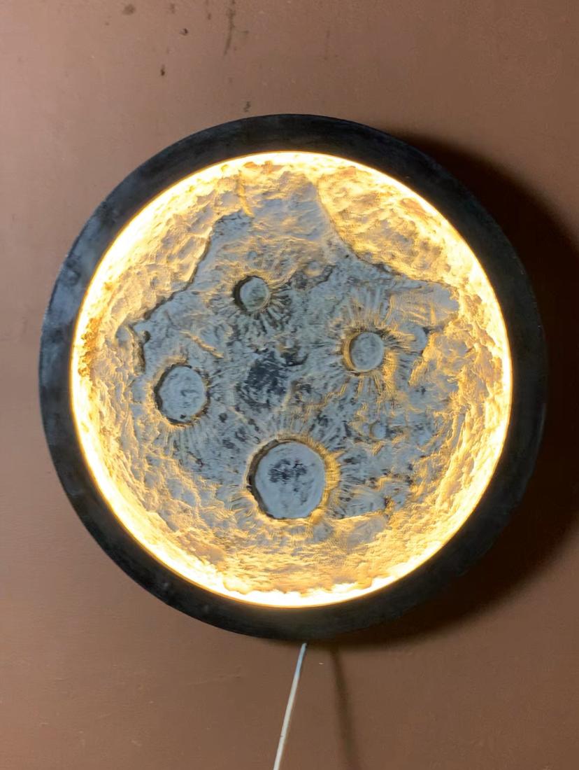 Premium 3D Moon Night Wall Light – Handmade Wooden LED Lamp for Room & Home Decor