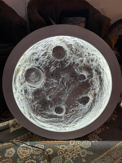 SZDEKOR 3D Textured Moon Wall Lamp – Realistic Handmade LED Infinity Light for Luxury Home Decor