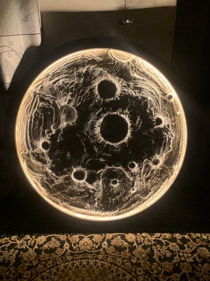 SZDEKOR 3D Textured Moon Wall Lamp – Realistic Handmade LED Infinity Light for Luxury Home Decor