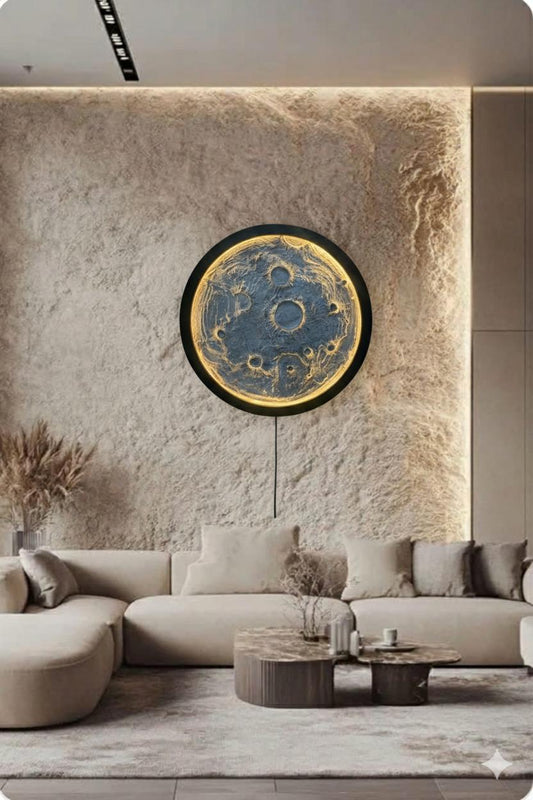 Premium 3D Moon Night Wall Light – Handmade WoodDecoren LED Lamp for Room & Home