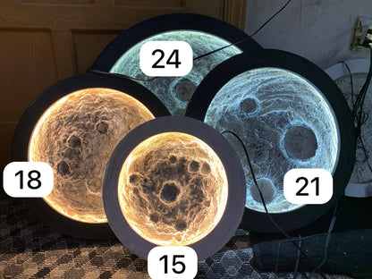 SZDEKOR 3D Textured Moon Wall Lamp – Realistic Handmade LED Infinity Light for Luxury Home Decor